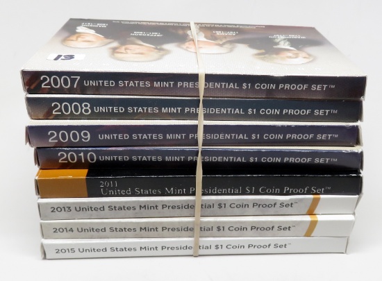 8 Presidential $ Proof Sets: 2007, 08, 09, 10, 11, 13, 14, 15
