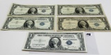 5-$1 Silver Certificates: 1935D CH AU, 4 avg G (57, 2-57A, 57B)