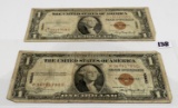 2-$1 Silver Certificates 1935A Hawaii, VG
