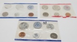 3 Partial US Mint Sets no outer envelopes: 1959P, 1960D, 1962P