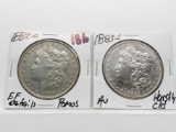 2 Morgan $: 1882-O EF porous, 1883S AU harshly cleaned
