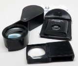 3 used Magnifiers: 10x lighted, 5x packette, 1 ?2x