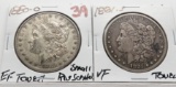 2 Morgan $ toned: 1880-O EF small rev scratch, 1881S VF