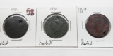 3 holed Large Cents: Classic Head 1812, 2 Liberty Head (1816, 1817 corrosion)