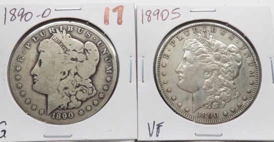 2 Morgan $: 1890-O G, 1890S VF
