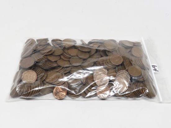 500 M/L Lincoln Wheat Cents, 54.5oz, mostly 40's & 50's