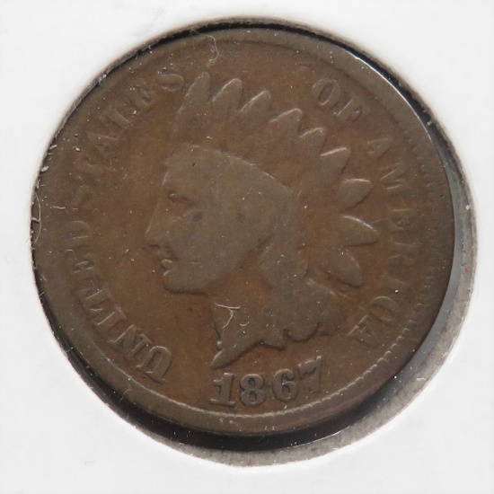 Indian Cent 1867 G better early date