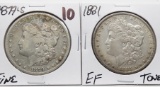 2 Morgan $: 1879S Fine, 1881 EF toned