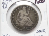 Seated Liberty Half $ 1842 rev 1842 small date VG+