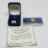 Mix: Miniature of South Africa Kruggerand in 14 KT Gold in box with COA, #M-070001; Tie Tack-appears