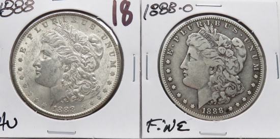 2 Morgan $: 1888 AU, 1888-O Fine