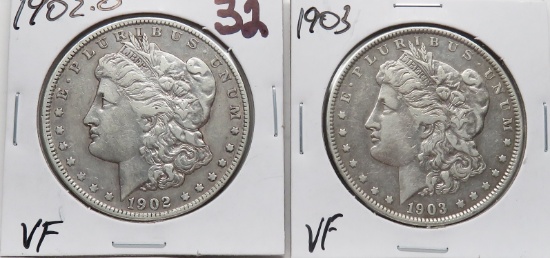 2 Morgan $: 1902-O VF, 1903 VF