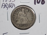 Seated Liberty Quarter 1853 Arrows/Rays F ?cleaned
