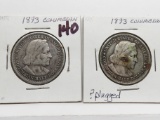 2-1893 Columbian Expo Silver Commemorative Half $, ? 1 plugged