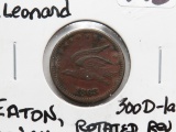 1863 Civil War Token, P. Leonard, Eaton MI, 300D-1a, rotated rev, R6