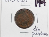 1863 Civil War Token, Not One Cent, rotated rev, die problems