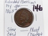 1863 Store Card, Edward Miehlings NY Meat Market, Variety 2, nice condition