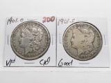 2 Morgan $: 1901-O VF cleaned, 1901S G