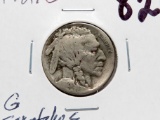 Buffalo Nickel 1921S G scratches cleaned better date