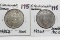 2-.900 Silver German 5 Reichsmark type coins: 1935D, 1936A (swastika)