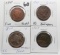 4 Large Cents: 1847 F rough, 1848 VG corrosion, 1849 VG corr, 1853 Fine