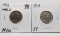 2 Buffalo Nickels: 1913 Variety 2 CH AU, 1914 EF