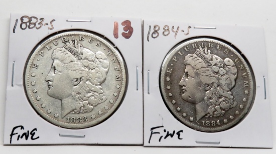 2 Morgan $: 1883S F, 1884S F