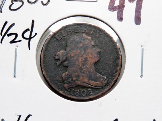 Draped Bust Half Cent 1803 VG corrosion