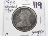 Capped Bust Half $ 1838 reeded edge Good gouges scratches