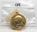 President Harry S Truman Gold plated Pendant/Medal in Bezel