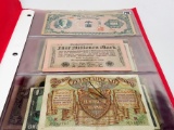 Folder of 34 World Notes, few repeats, most 1920's & earlier: Korea, Germany, Canada, Japan, England