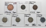 8 German Type Coins: 5 Pfennige Saxony 1863B, 2-2 Pffenig 1874A & D, 2-5 Pfennig (1874A, 92A), 2-10