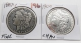 2 Morgan $: 1887S Fine, 1900 CH AU