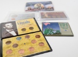 5 Coin Sets in Folders or Holders: WW2 8 Coin Obsolete; 10 Coin Lincoln Cent Design; 4 Coin Lincoln