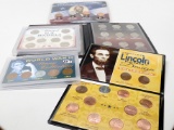 5 Coin Sets in Folders or Holders: WW2 5 Coin Penny Set; 10 Coin Lincoln Cent Design; 4 Coin Lincoln