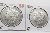 2 Morgan $: 1889-O VF, 1891S VF