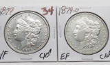 2 Morgan $ cleaned: 1879 VF, 1879-O