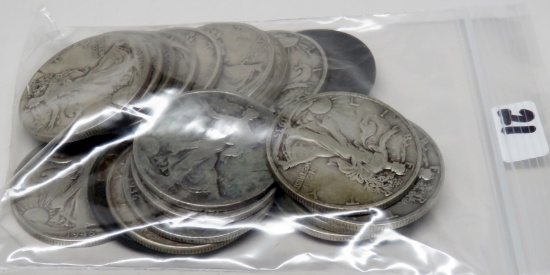 20 Silver Walking Liberty Half $, 1930's & 1940's