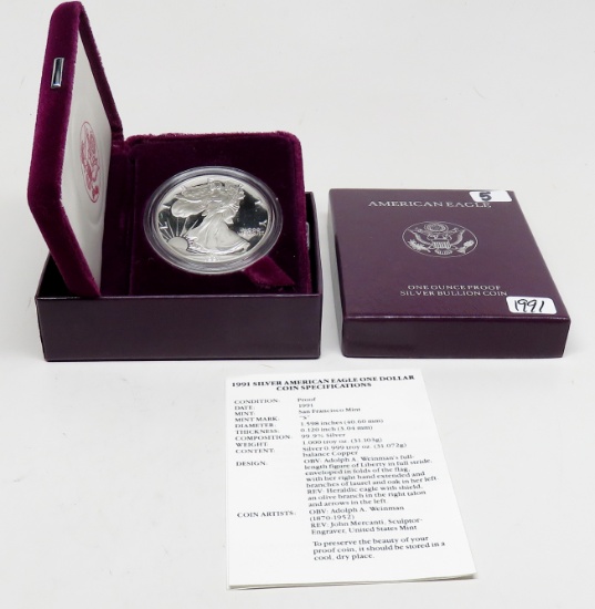 Silver American Eagle Proof 1991 complete
