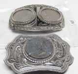 2 Metal Belt Buckles: 1. Peace $ 1924; 2. Eisenhower 1971D & unknown dt