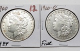 2 Morgan $: 1900 CH EF, 1900-O Fine