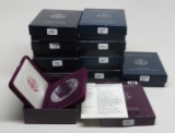 10 Silver American Eagle Boxes with COA, NO COINS (9 PF-1991, 92, 96, 97, 98, 00, 01, 02, 03), 2011