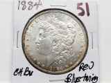 Morgan $ 1884 CH BU rev blue toning