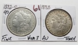 2 Morgan $: 1882-O/S Vam 3 Fine, 1883 AU toned