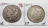 2 Morgan $: 1897-O VG, 1897S EF cleaned