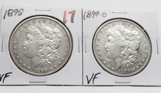 2 Morgan $ 1898 VF, 1899-O VF