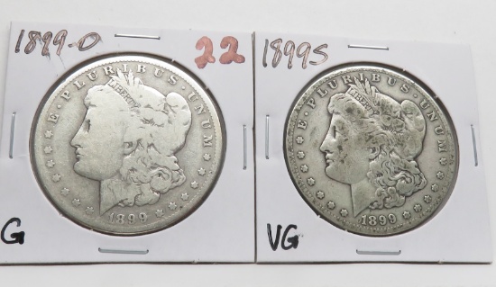 2 Morgan $ 1899-O G, 1899S VG