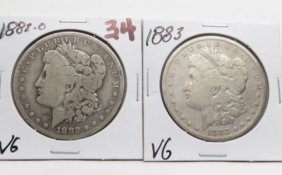 2 Morgan $: 1882-O VG, 1883 VG