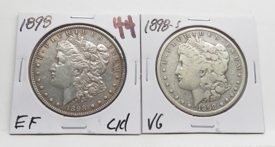2 Morgan $: 1898 EF cleaned, 1898S VG