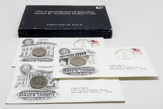 USA SB Anthony $ First Day of Issue Set: boxed set of 1979PDS 1st Day issue stamped envelopes